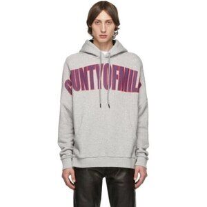 Marcelo Burlon County of Milan Logo Over Hoodie Size XS Mens Gray